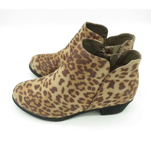 Cloud Walker Leopard Print Ankle Boots Size 7 Faux Suede Side Zipper NEW - Picture 3 of 7